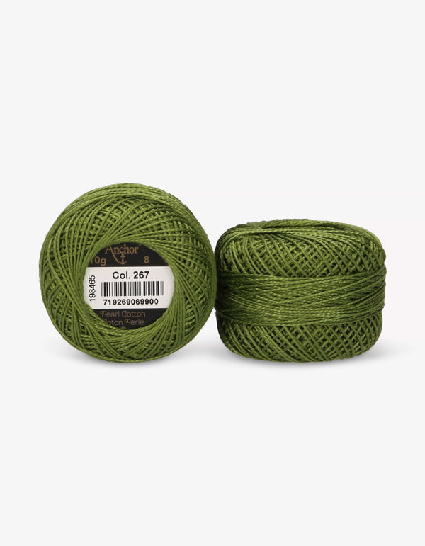 Anchor Pearl Cotton 8 Embroidery Thread 10g Ball - Green (0267)