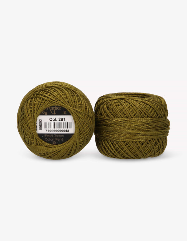Anchor Pearl Cotton 8 Embroidery Thread 10g Ball - Green (0281)