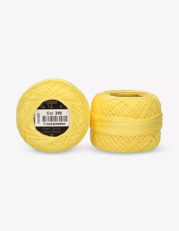 Anchor Pearl Cotton 8 Embroidery Thread 10g Ball - Yellow (0288)