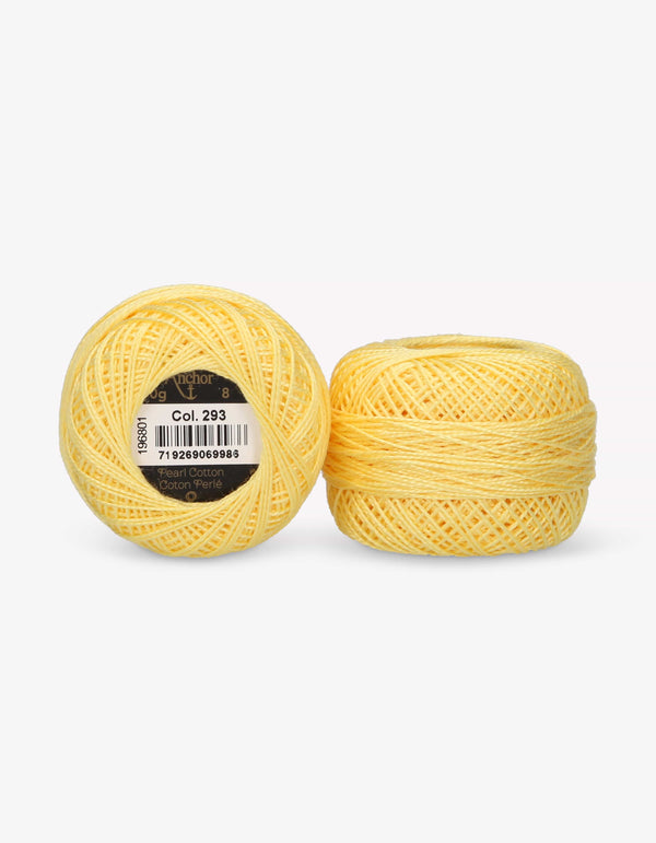 Anchor Pearl Cotton 8 Embroidery Thread 10g Ball - Yellow (0293)