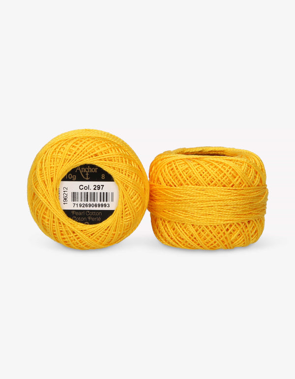 Anchor Pearl Cotton 8 Embroidery Thread 10g Ball - Yellow (0297)