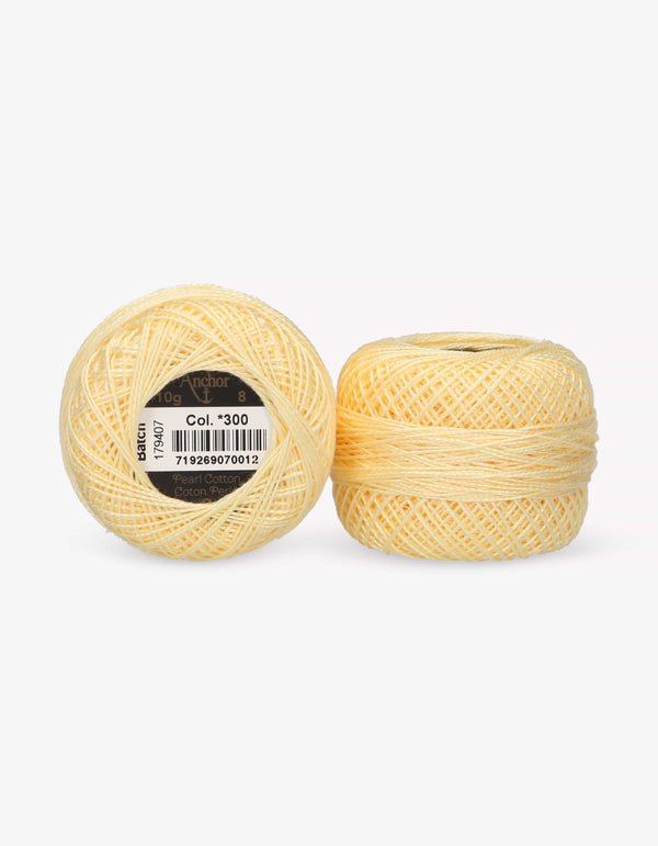 Anchor Pearl Cotton 8 Embroidery Thread 10g Ball - Yellow (0300)