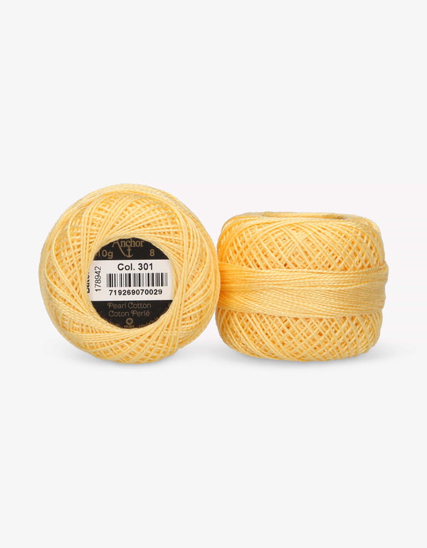 Anchor Pearl Cotton 8 Embroidery Thread 10g Ball - Yellow (0301)