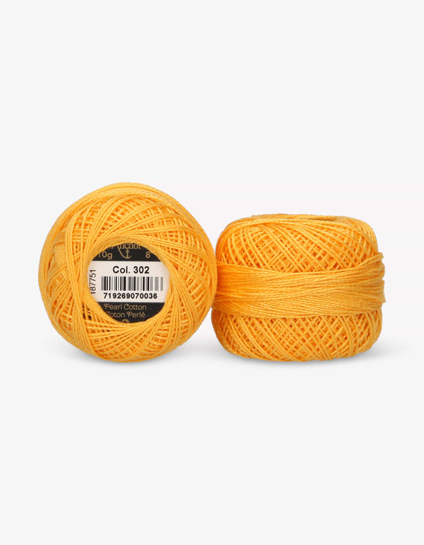 Anchor Pearl Cotton 8 Embroidery Thread 10g Ball - Yellow (0302)