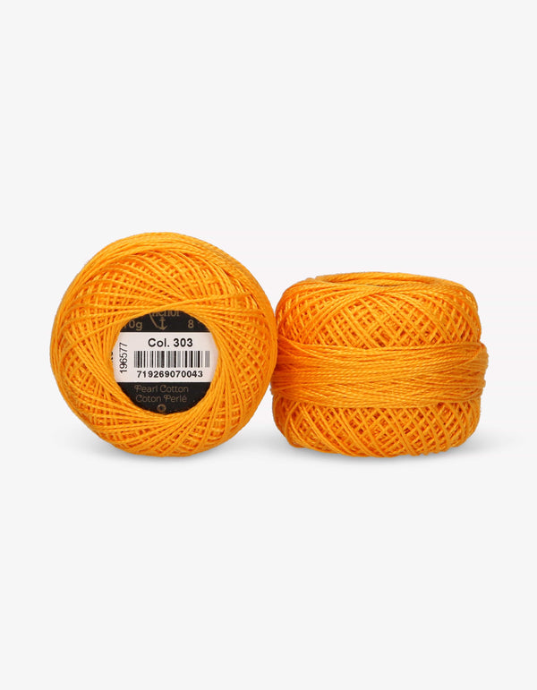 Anchor Pearl Cotton 8 Embroidery Thread 10g Ball - Yellow (0303)