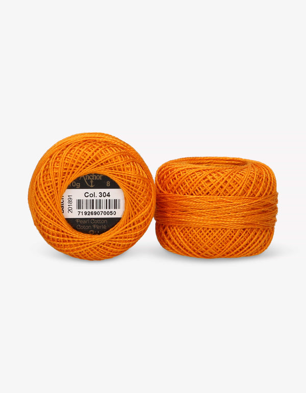 Anchor Pearl Cotton 8 Embroidery Thread 10g Ball - Orange (0304)
