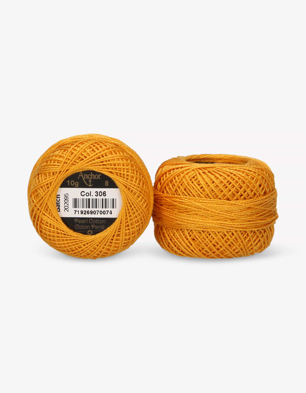 Anchor Pearl Cotton 8 Embroidery Thread 10g Ball - Yellow (0306)
