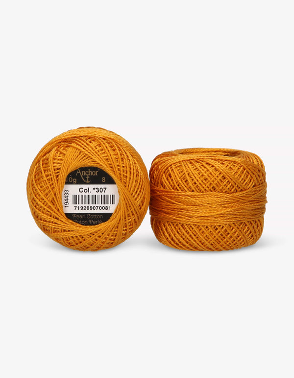 Anchor Pearl Cotton 8 Embroidery Thread 10g Ball - Yellow (0307)