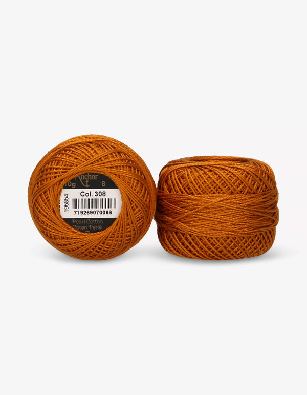 Anchor Pearl Cotton 8 Embroidery Thread 10g Ball - Orange (0308)