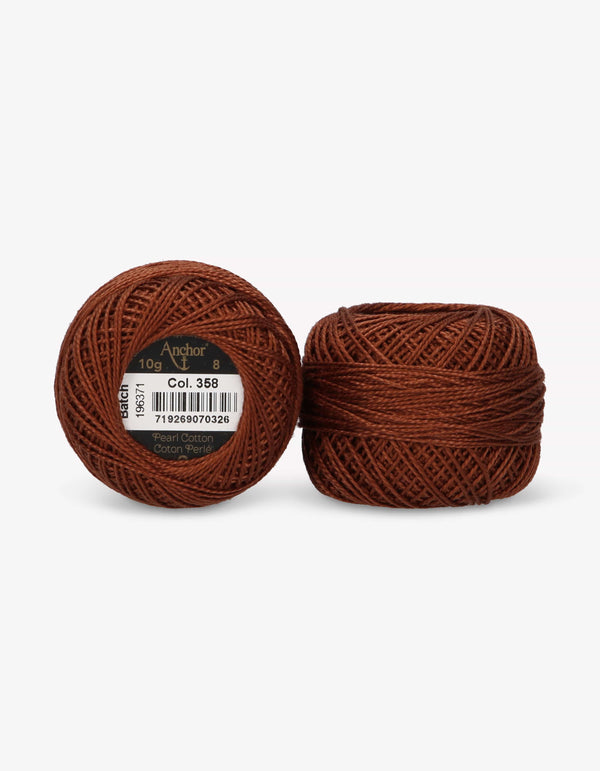 Anchor Pearl Cotton 8 Embroidery Thread 10g Ball - Brown (0358)