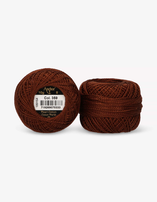 Anchor Pearl Cotton 8 Embroidery Thread 10g Ball - Brown (0359)