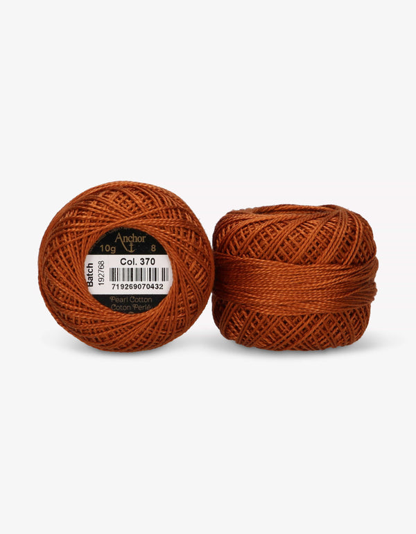 Anchor Pearl Cotton 8 Embroidery Thread 10g Ball - Brown (0370)