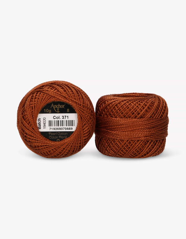 Anchor Pearl Cotton 8 Embroidery Thread 10g Ball - Brown (0372)