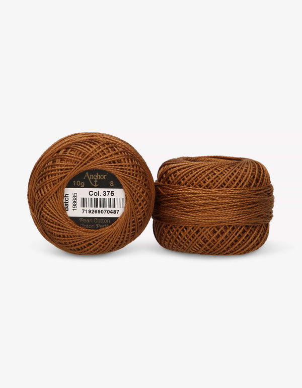 Anchor Pearl Cotton 8 Embroidery Thread 10g Ball - Brown (0376)