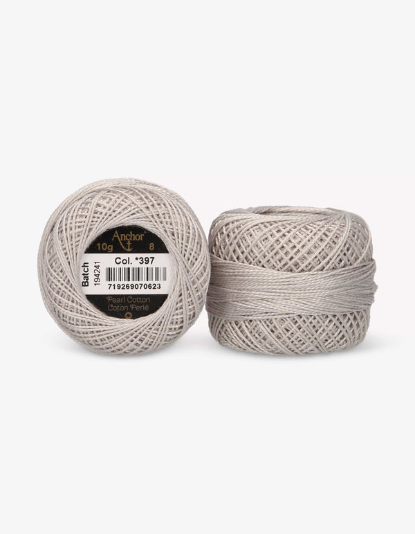 Anchor Pearl Cotton 8 Embroidery Thread 10g Ball - Grey (0397)