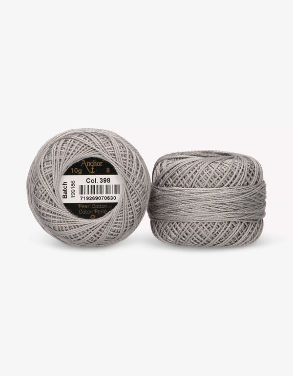Anchor Pearl Cotton 8 Embroidery Thread 10g Ball - Grey (0398)