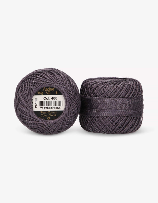 Anchor Pearl Cotton 8 Embroidery Thread 10g Ball - Grey (0400)