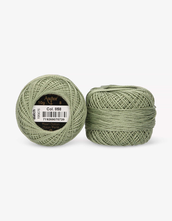 Anchor Pearl Cotton 8 Embroidery Thread 10g Ball - Green (0858)