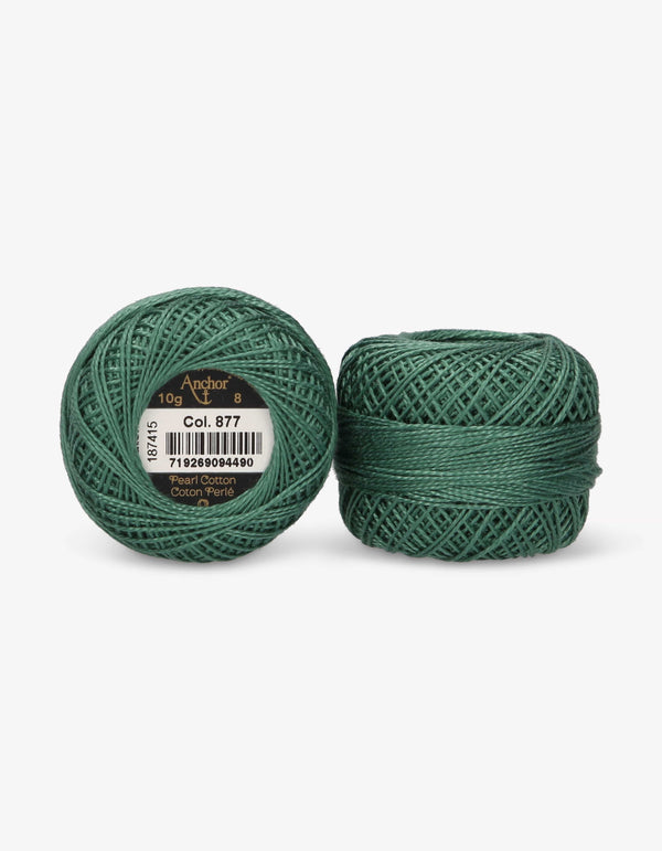 Anchor Pearl Cotton 8 Embroidery Thread 10g Ball - Green (0877)