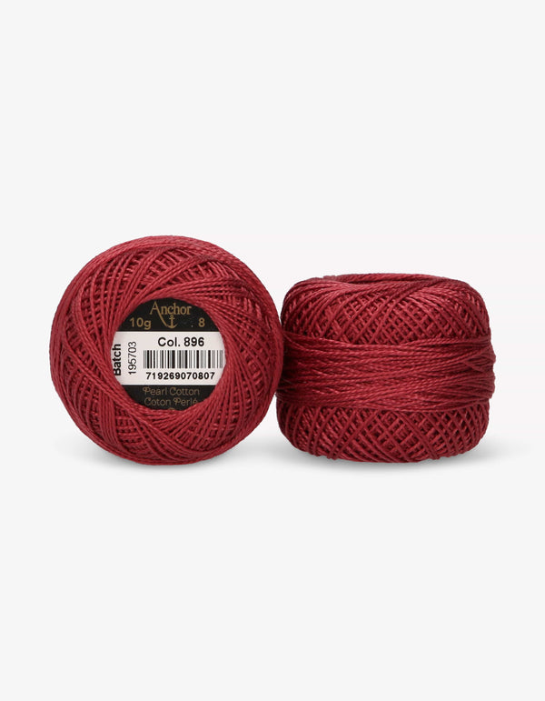 Anchor Pearl Cotton 8 Embroidery Thread 10g Ball - Red (0896)