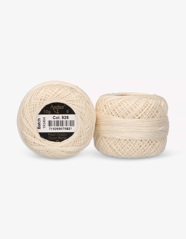 Anchor Pearl Cotton 8 Embroidery Thread 10g Ball - Cream (0926)
