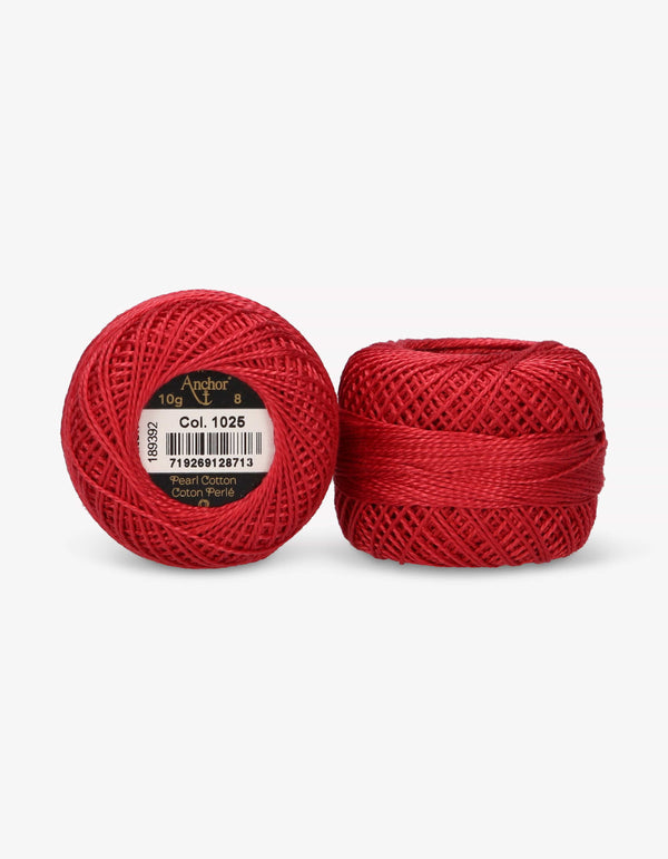 Anchor Pearl Cotton 8 Embroidery Thread 10g Ball - Red (1025)