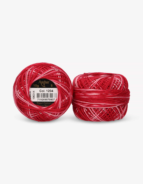 Anchor Pearl Cotton 8 Embroidery Thread 10g Ball - Red (1204)