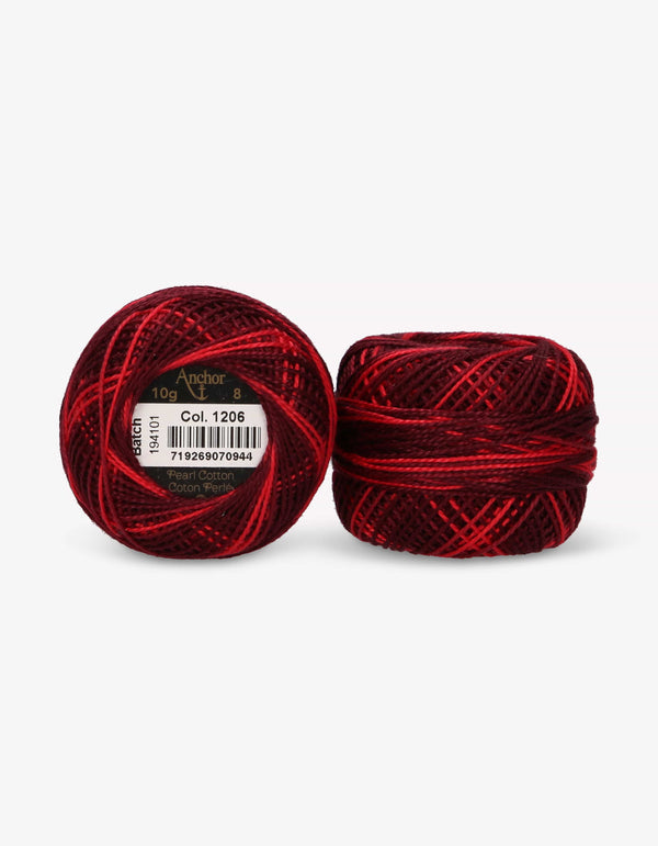Anchor Pearl Cotton 8 Embroidery Thread 10g Ball - Red (1206)