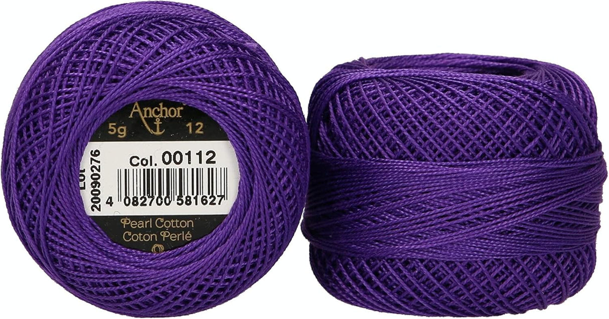 Anchor Pearl Cotton 12 Embroidery Thread 5g Ball - Purple (0112)