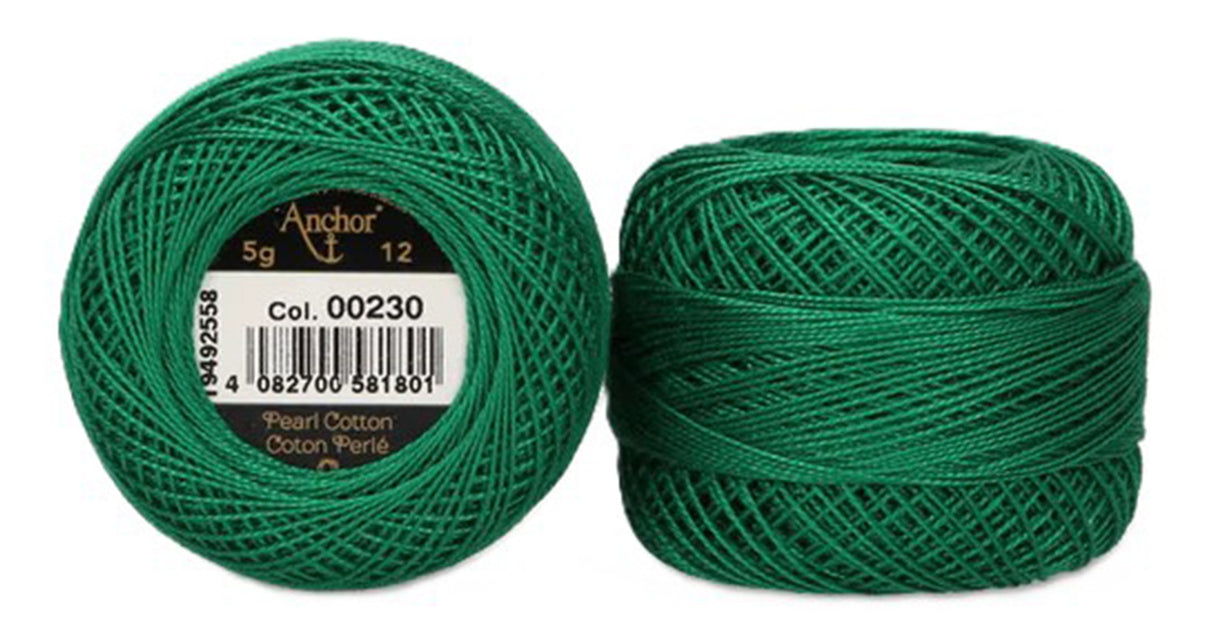 Anchor Pearl Cotton 12 Embroidery Thread 5g Ball - Green (0230)