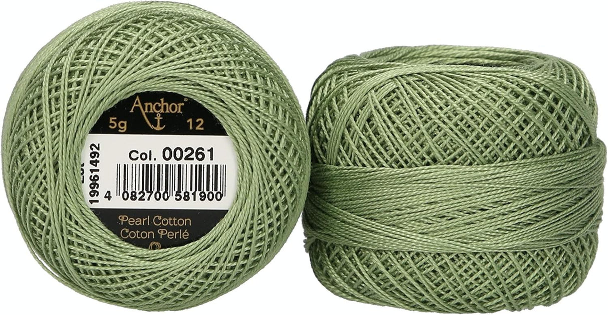 Anchor Pearl Cotton 12 Embroidery Thread 5g Ball - Green (0261)