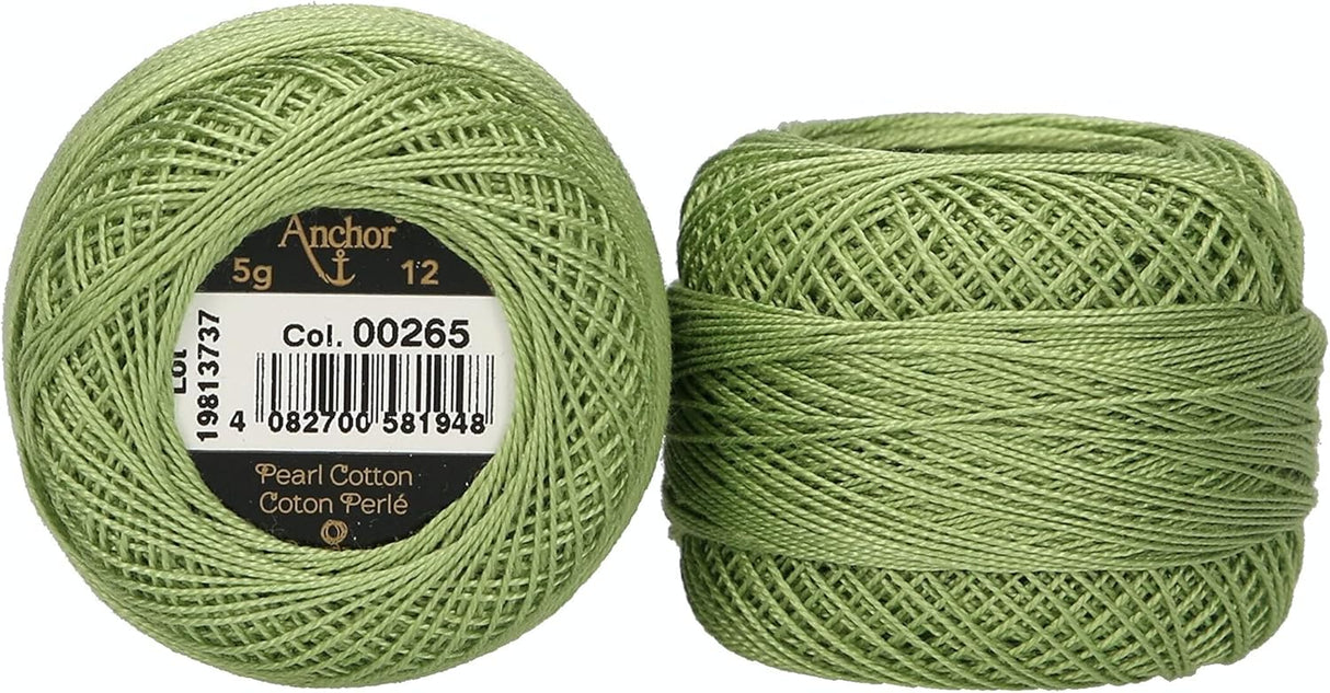 Anchor Pearl Cotton 12 Embroidery Thread 5g Ball - Green (0265)