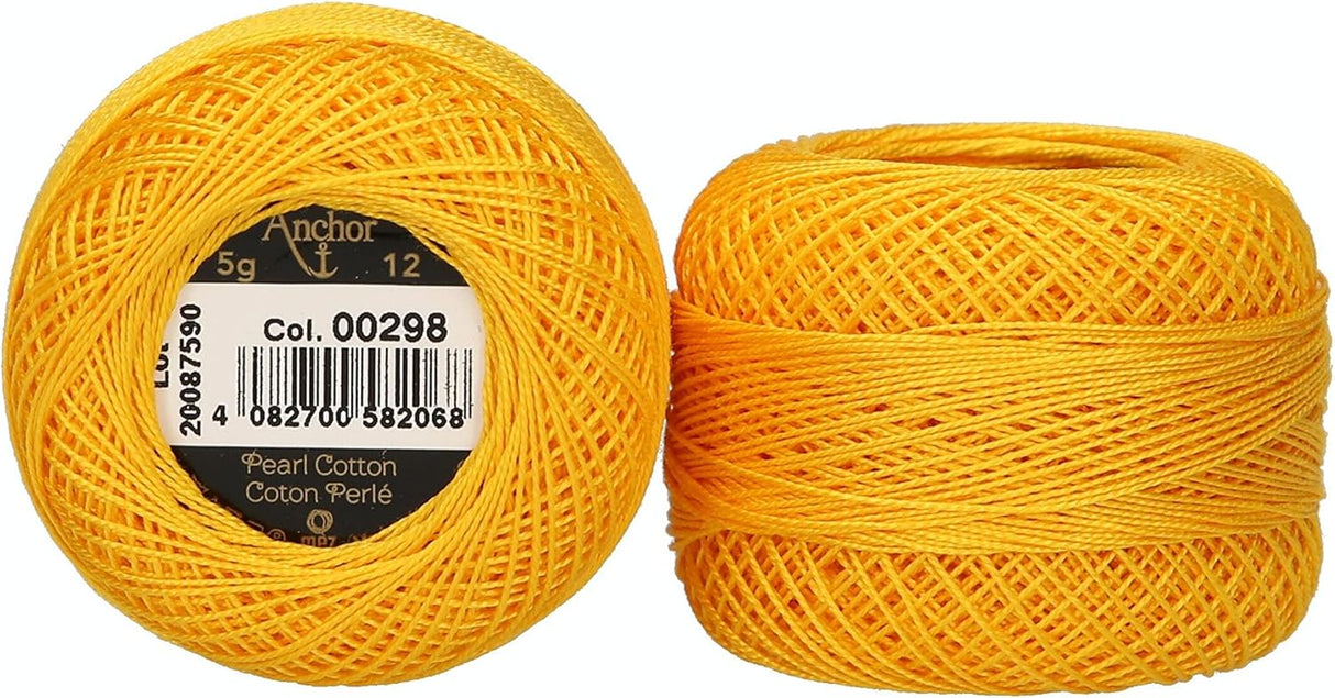 Anchor Pearl Cotton 12 Embroidery Thread 5g Ball - Yellow (0298)