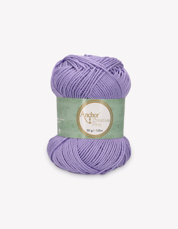 Anchor Creativa Fino Cotton Crochet/Knitting Yarn 4ply 50g Ball - Lilac (0108)
