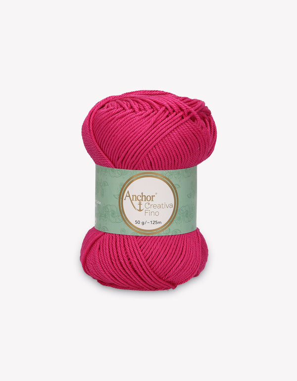 Anchor Creativa Fino Cotton Crochet/Knitting Yarn 4ply 50g Ball - Fuchsia (0114)