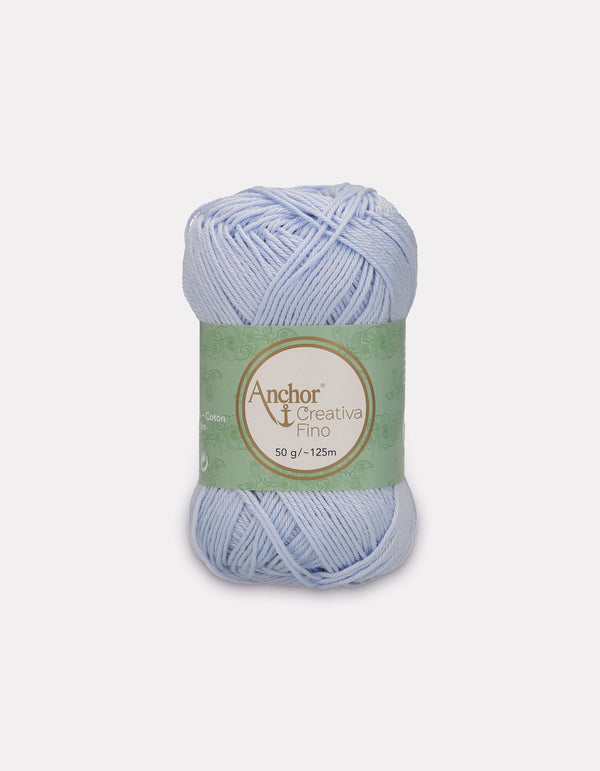 Anchor Creativa Fino Cotton Crochet/Knitting Yarn 4ply 50g Ball - Pale Blue (0157)