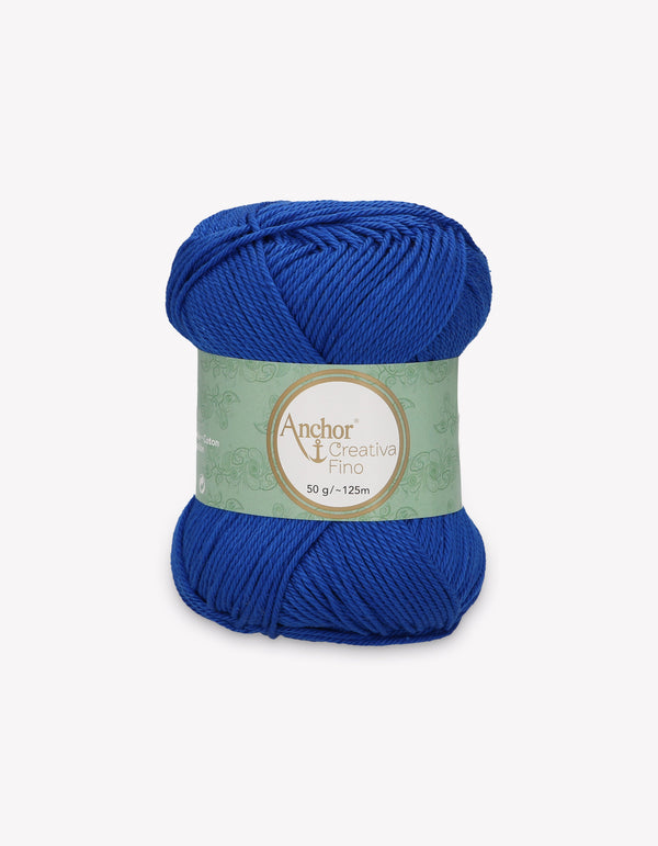 Anchor Creativa Fino Cotton Crochet/Knitting Yarn 4ply 50g Ball - Royal Blue (0201)