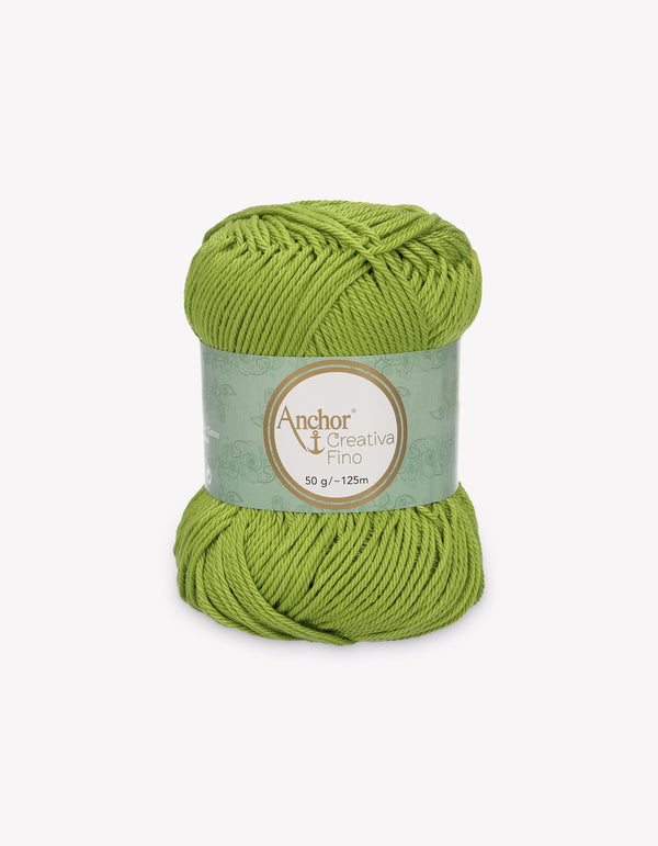 Anchor Creativa Fino Cotton Crochet/Knitting Yarn 4ply 50g Ball - May Green (0205)
