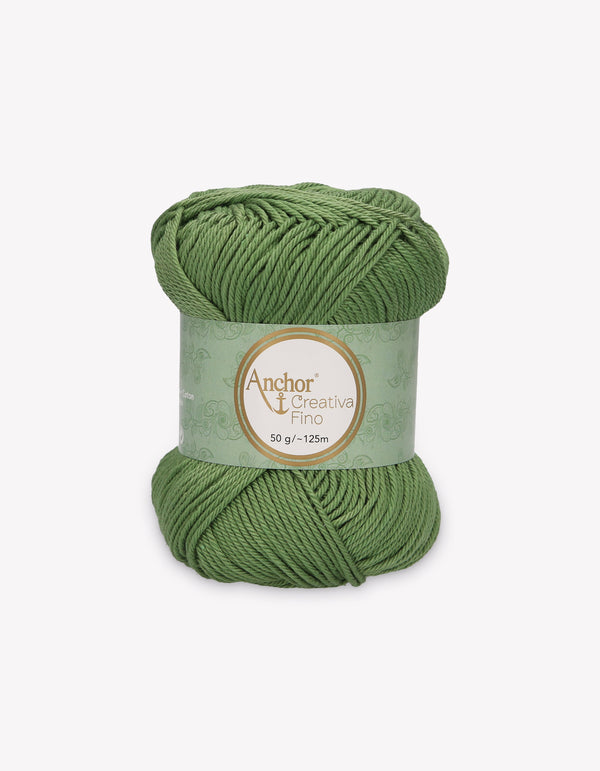 Anchor Creativa Fino Cotton Crochet/Knitting Yarn 4ply 50g Ball - Leaf Green (0212)