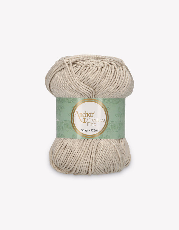 Anchor Creativa Fino Cotton Crochet/Knitting Yarn 4ply 50g Ball - Natural (0248)