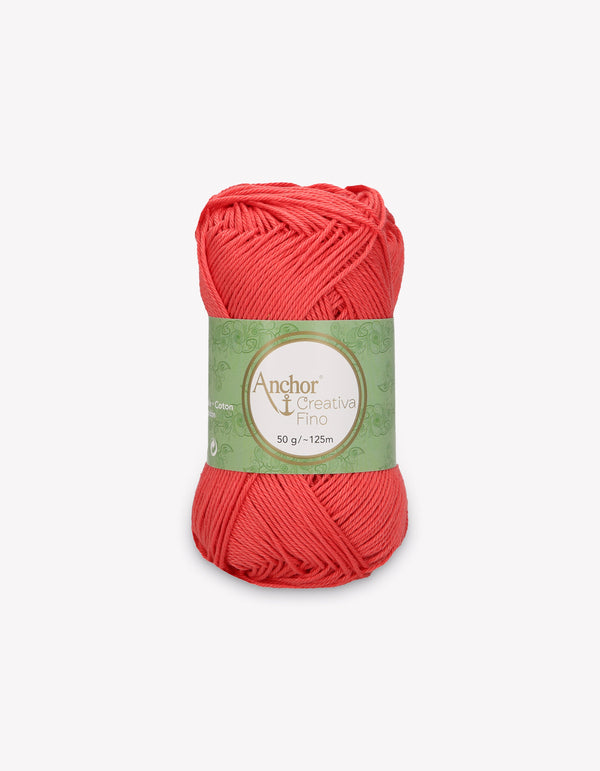 Anchor Creativa Fino Cotton Crochet/Knitting Yarn 4ply 50g Ball - Scarlet Red (0252)