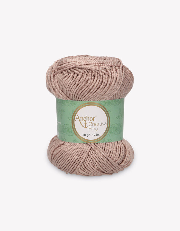 Anchor Creativa Fino Cotton Crochet/Knitting Yarn 4ply 50g Ball - Light Brown (0257)