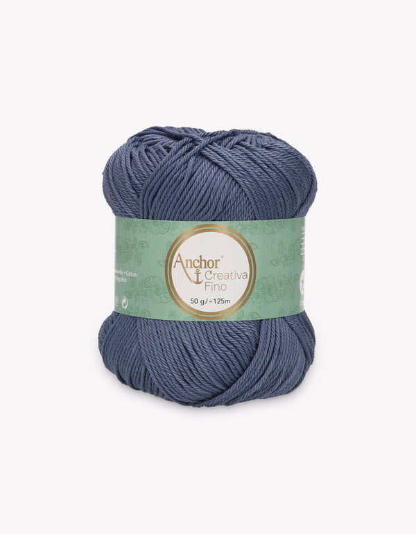 Anchor Creativa Fino Cotton Crochet/Knitting Yarn 4ply 50g Ball - Blue Grey (0269)