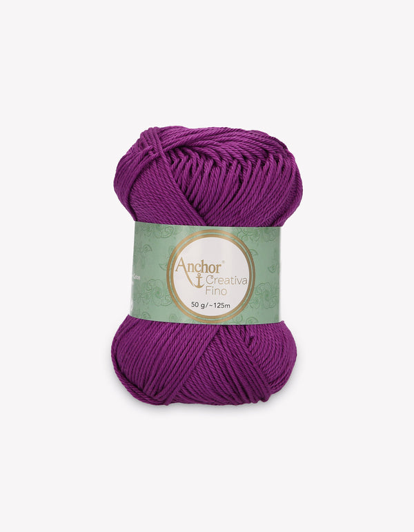 Anchor Creativa Fino Cotton Crochet/Knitting Yarn 4ply 50g Ball - Plum (0282)