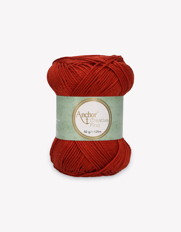 Anchor Creativa Fino Cotton Crochet/Knitting Yarn 4ply 50g Ball - Burgundy (0388)