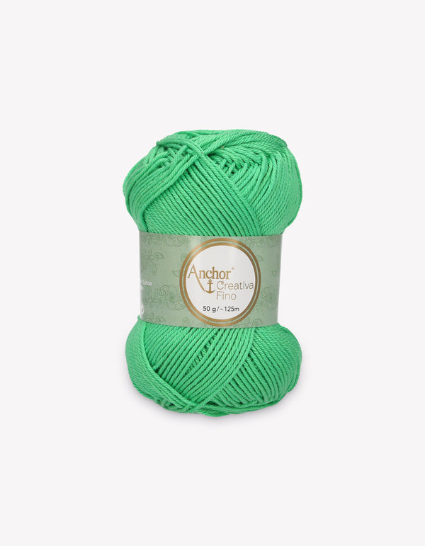 Anchor Creativa Fino Cotton Crochet/Knitting Yarn 4ply 50g Ball - Light Green (0389)