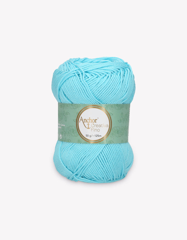 Anchor Creativa Fino Cotton Crochet/Knitting Yarn 4ply 50g Ball - Light Turquoise (0397)