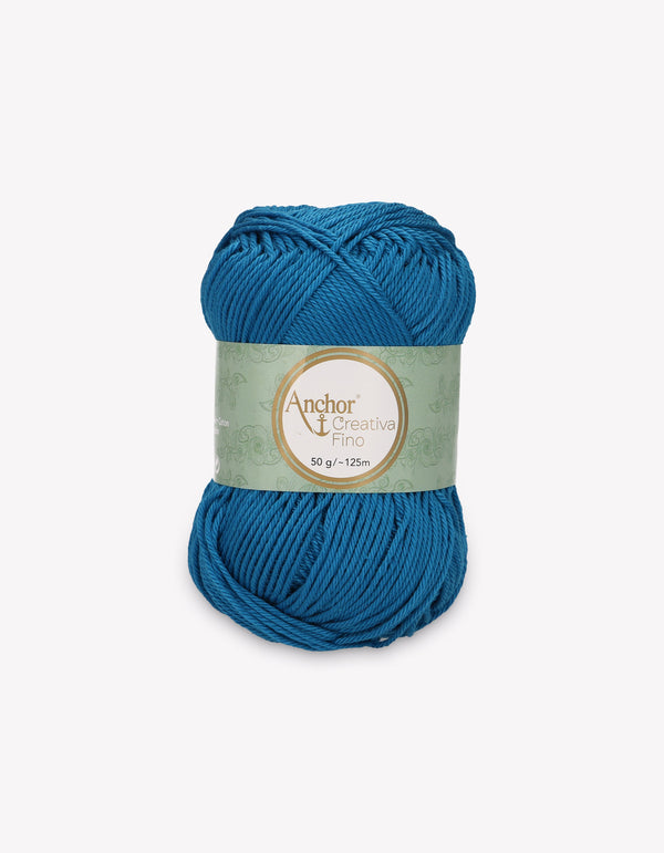 Anchor Creativa Fino Cotton Crochet/Knitting Yarn 4ply 50g Ball - Blue Turquoise (0400)