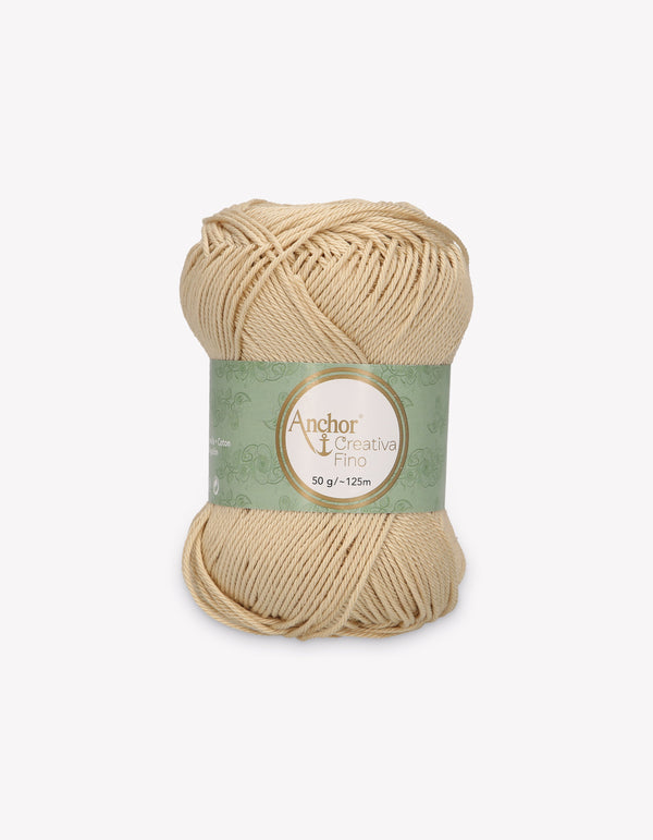 Anchor Creativa Fino Cotton Crochet/Knitting Yarn 4ply 50g Ball - Beige (0404)