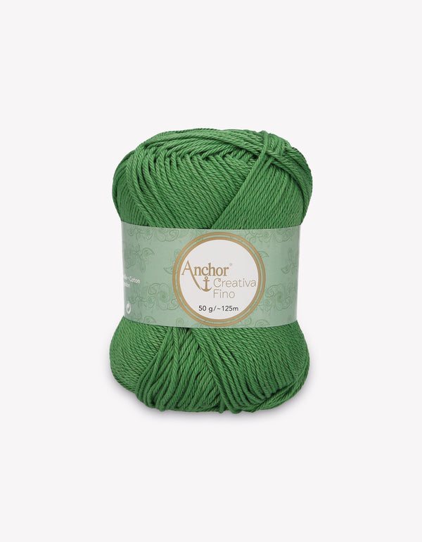 Anchor Creativa Fino Cotton Crochet/Knitting Yarn 4ply 50g Ball - Green (0412)